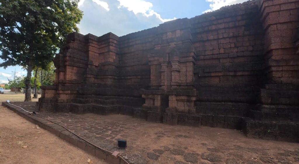 Stepped brick base of Khao Klang Nok at Si Thep