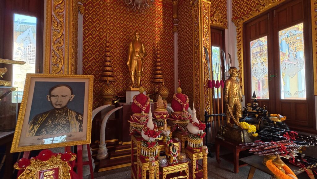 Statue of King Taksin the Great at Wat Lum Mahachai Chumphon, Royal Temple in Rayong.