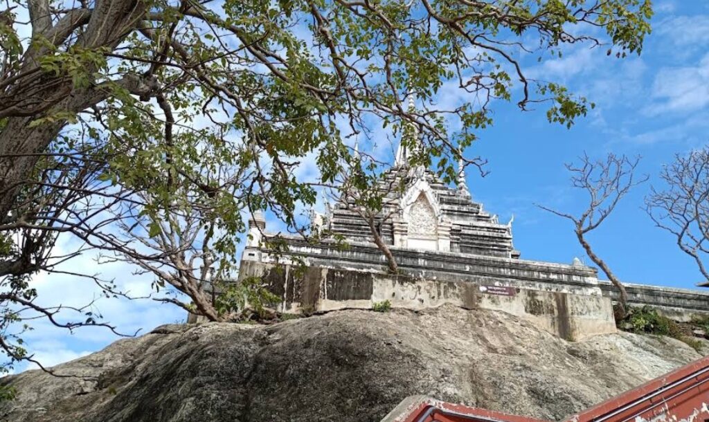 Sacred buildings high on the rocky summit of Wat Phra Phutthachai