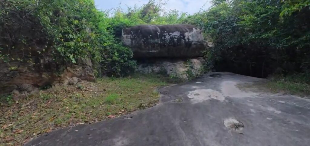 Narrow passage between giant weathered rocks at Hin Chang Si, Khon Kaen