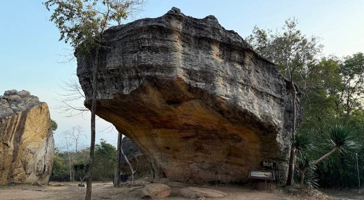 Giant weathered rock formation at Hin Chang Si in Nam Phong National Park, Khon