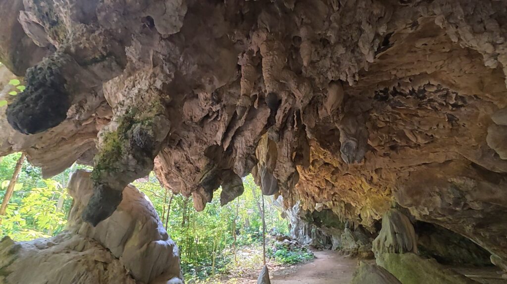 Limestone ceiling inside Tham Khao Cha Ang Ha Yot cave, Rayong