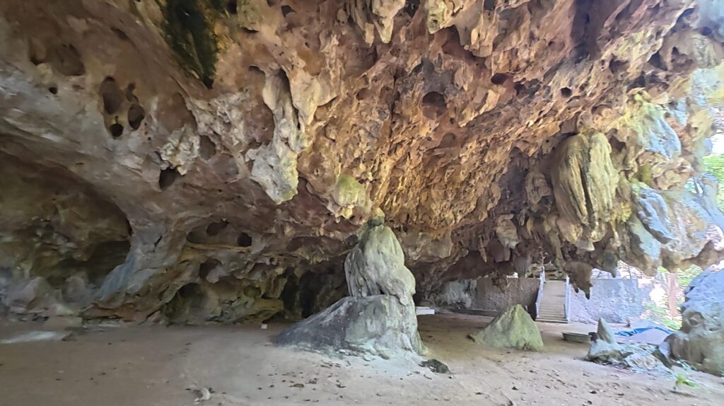 Tham Khao Cha Ang Ha Yot limestone cave in Rayong, Thailand
