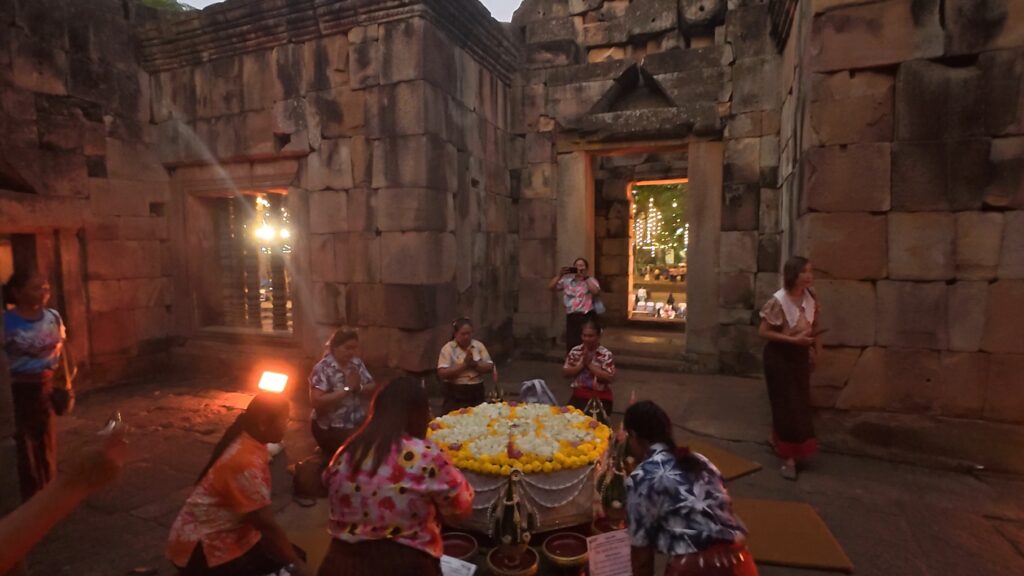 Traditional flower offerings at the Muang Tam Night Festival
