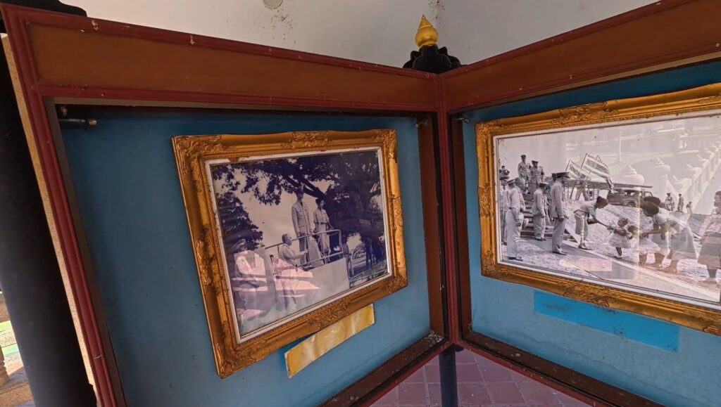 Historic royal photographs displayed at Sai Ngam Phimai