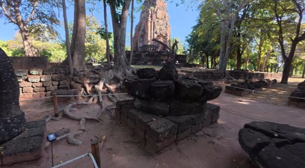 Dvaravati ruins across the ancient city of Si Thep in Thailand