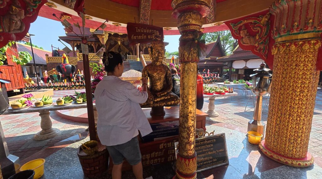 Visitors paying respect to King Taksin the Great at the historic shipyard in Chanthaburi