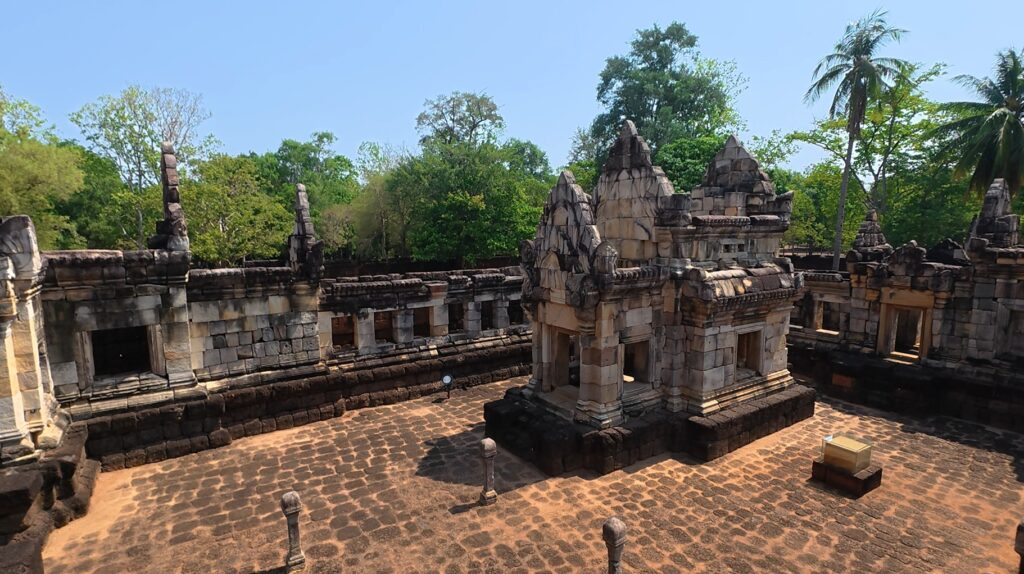 Side view of the Khmer sanctuary at Sadok Kok Thom