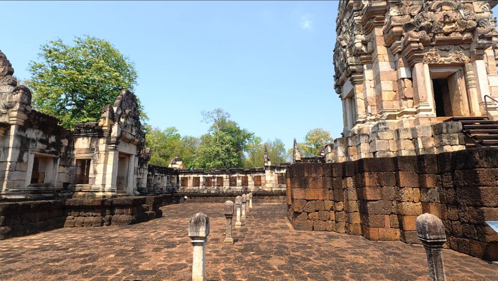 Restored stone buildings around Sadok Kok Thom