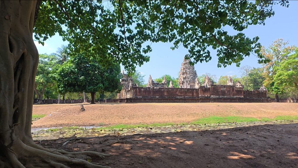 View across the moat toward Sadok Kok Thom
