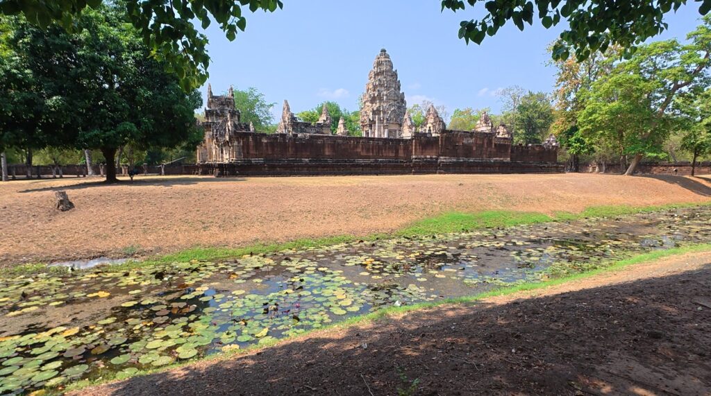 Wide view of Sadok Kok Thom from outside the walls