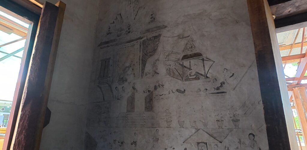 not clear wall paint of the ancient ubosot at Wat Khot Thimtharam