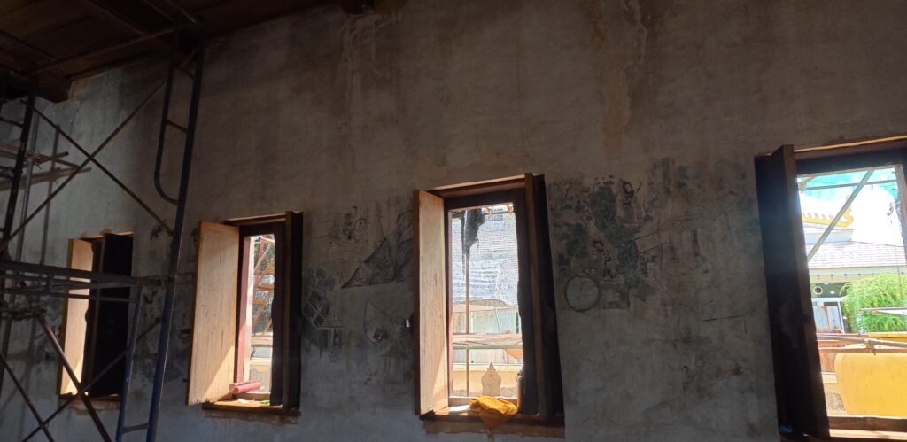 Interior of the ancient ubosot at Wat Khot Thimtharam
