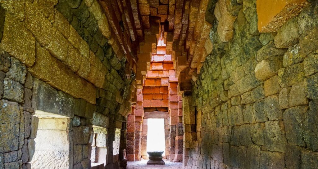 Stone remains of Prasat Ban Bu Khmer roadside sanctuary