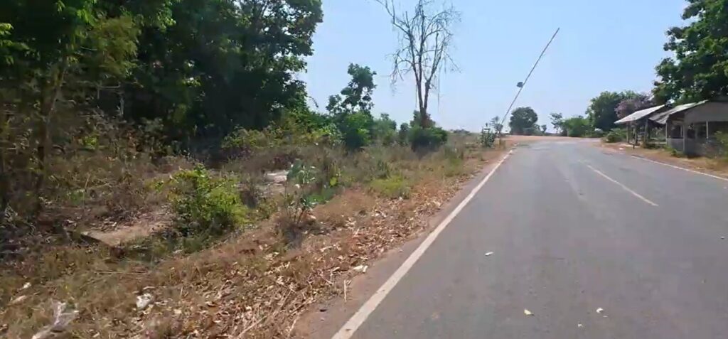 Empty rural road near the Thai Cambodian border in Sa Kaeo