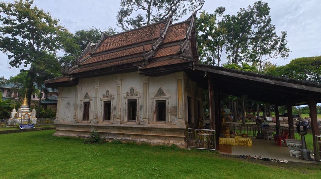 Historic old ubosot at Wat Ratchabanlang Praditthawararam in Rayong