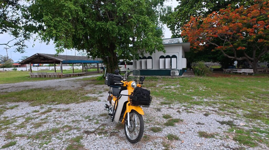 Quiet grounds surrounding a Muslim mosque and cemetery
