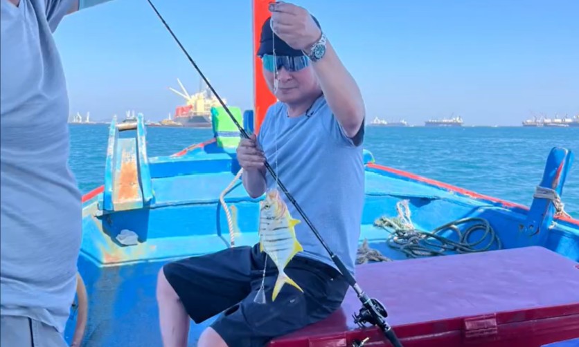 Freshly caught fish prepared for sashimi on a small fishing boat