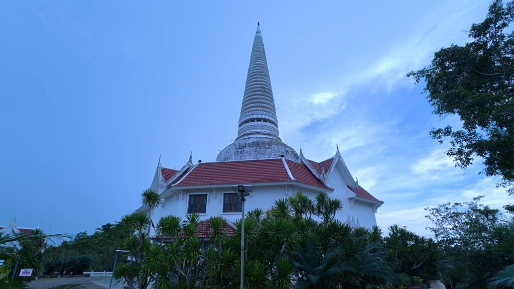 Chedi-shaped building at Wat Tham Wattana Mongkol in Rayong Thailand