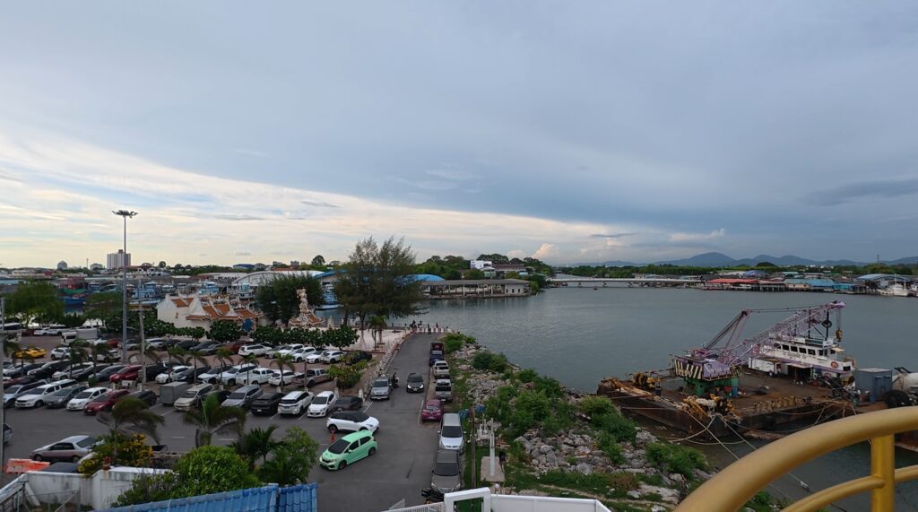 View of the Rayong River and fishing harbour from the lighthouse