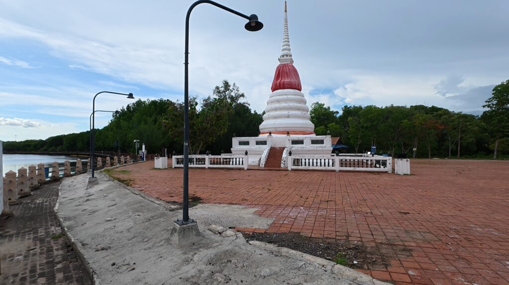 View of the historic riverside chedi in Rayong