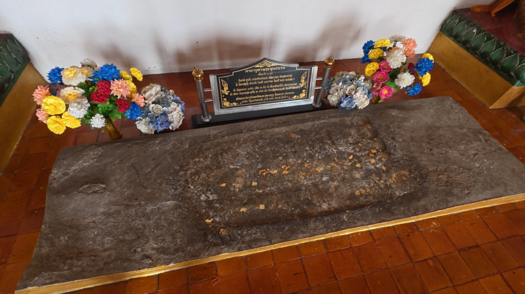 Revered Buddha footprint at Wat Khao Bang Sai in Chonburi