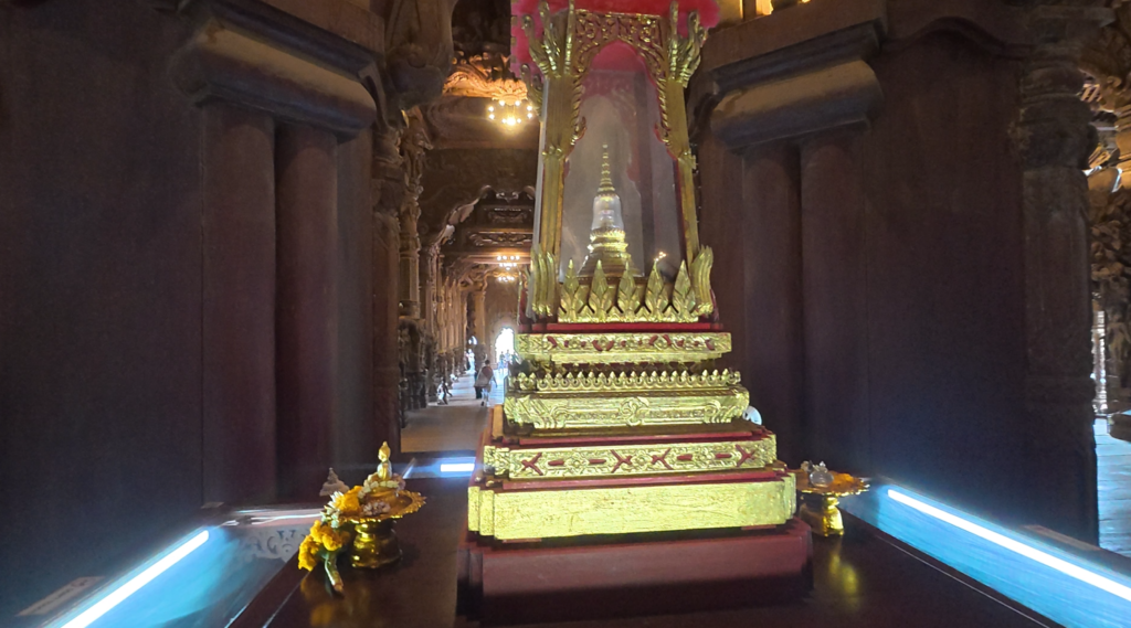 Sacred relics enshrined at the center of the Sanctuary of Truth in Pattaya