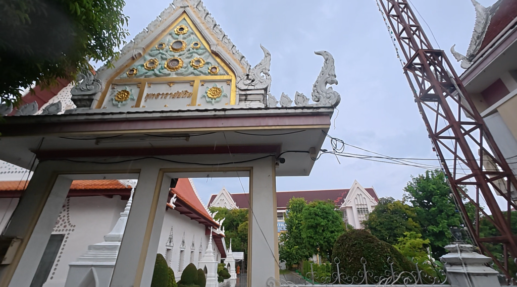 Traditional Thai gable of Wat Yai Intharam Royal Monastery