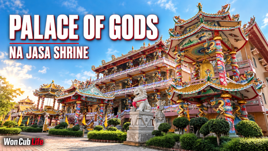 Na Jasa Tai Chue Shrine with dragon columns and Chinese temple architecture in Ang Sila, Chonburi